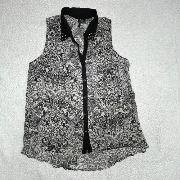 Women’s XL New Directions Black/White Paisley Top - Picture 1 of 11